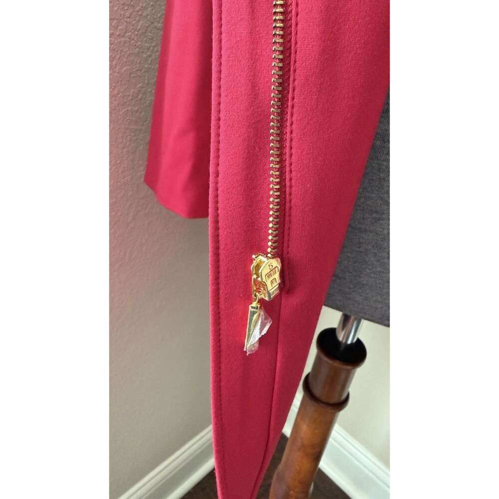 Chicos Size 0 (Small/4) Red Asymmetrical Front Zipper Accent Ponte Jacket - Picture 5 of 12